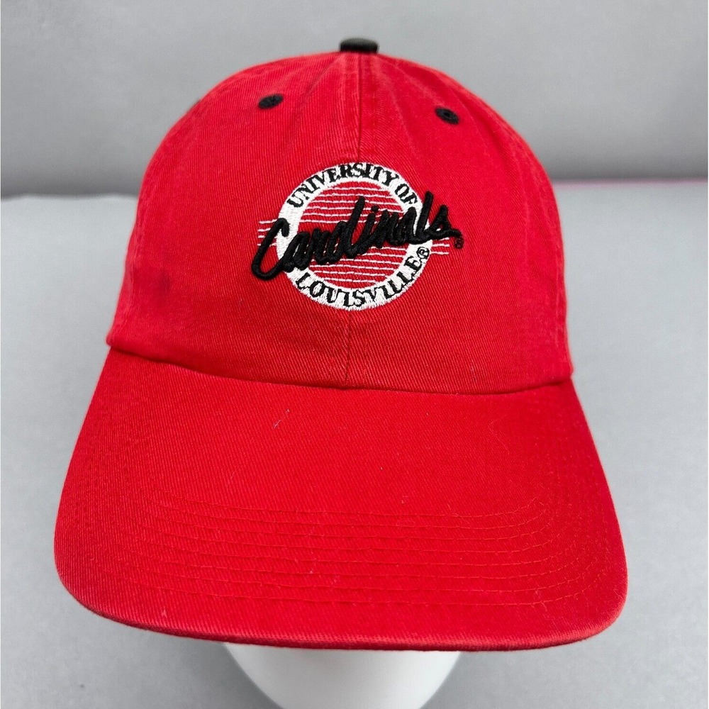 Vintage Louisville Cardinals Cap Hat Red The Game Circle Script Strap back 90s